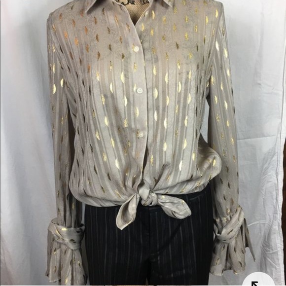 Banana Republic Gold and Gray Long Sleeve Top - Picture 1 of 1